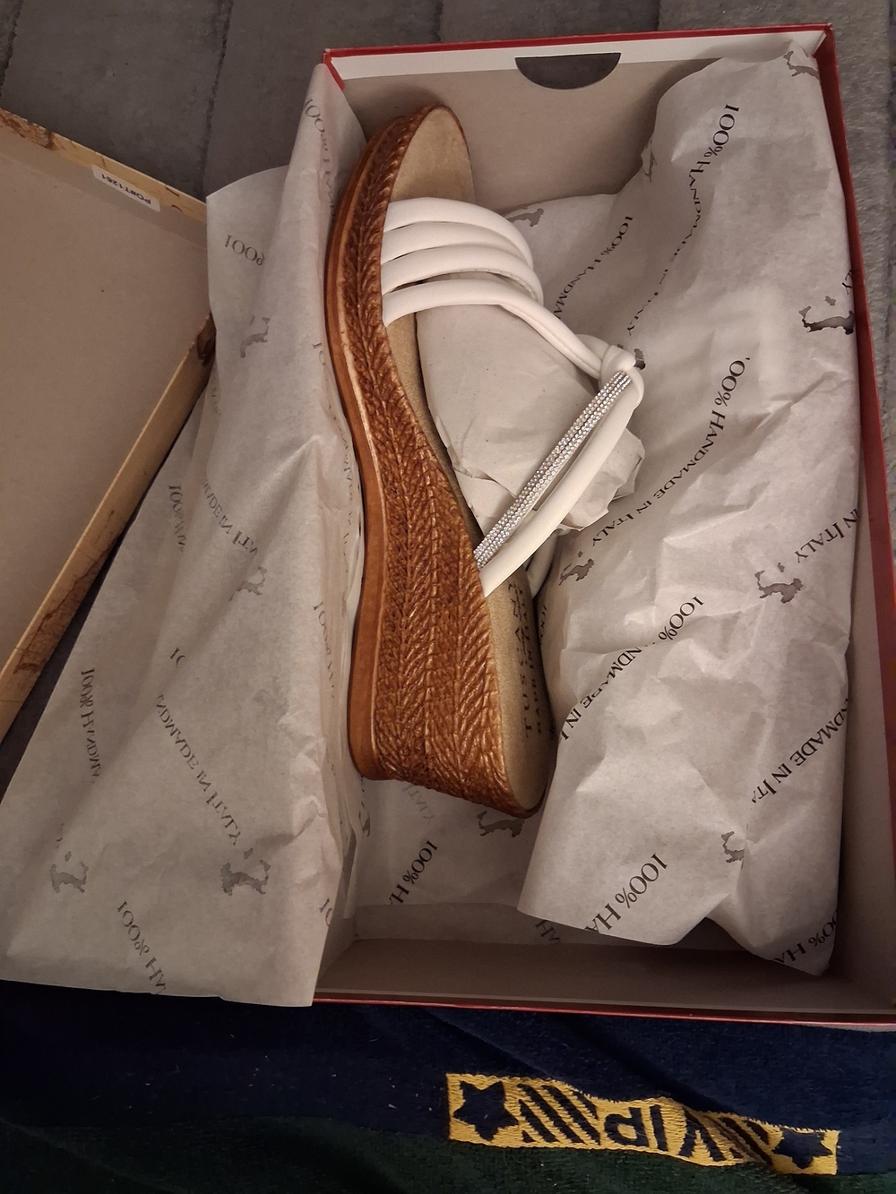 easy street White Slip-On Sandals with Silver Braid - Picture 12 of 15